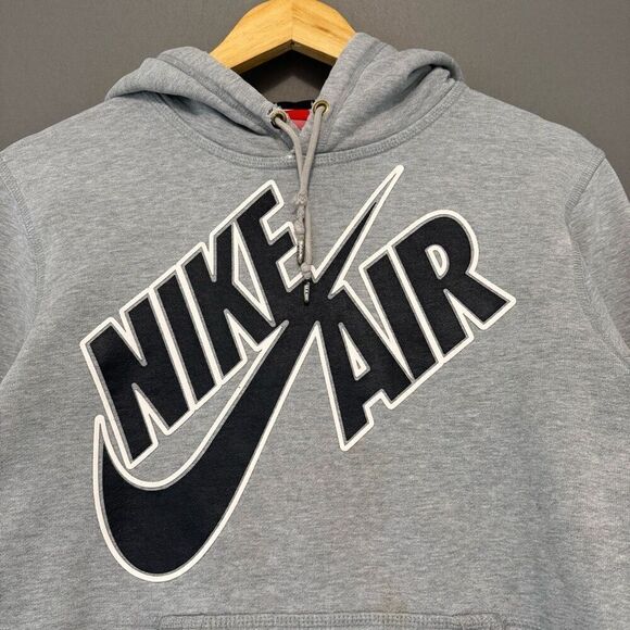 Nike Air Grey Pullover Thrashed Hoodie Size Small Cotton Blend Essential - Picture 2 of 16